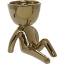 MACETA FIGURA DORADA SENTADA PORCELANA 14.5X9X12CM