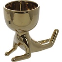 MACETA FIGURA DORADA SENTADA PORCELANA 14.5X9X12CM