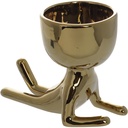 MACETA FIGURA DORADA SENTADA PORCELANA 14.5X9X12CM