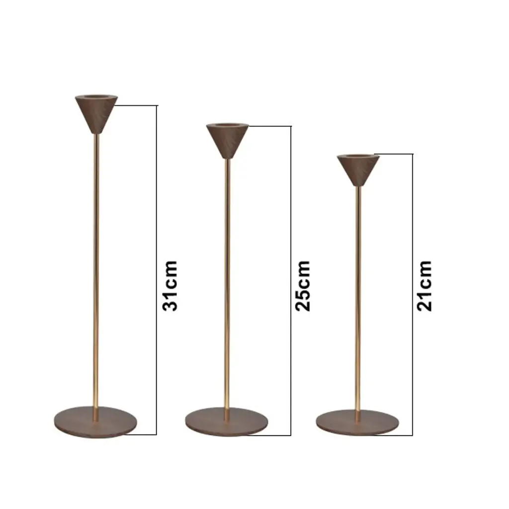 CANDELABRO METALICO SETX3 PZ. REF:ES27835 21CM, 25.5CM, 31CM