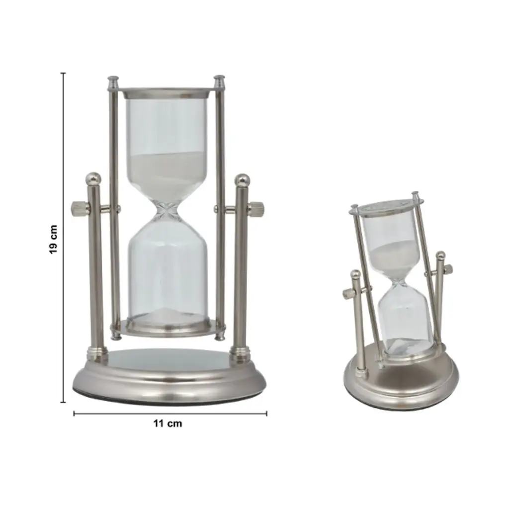 RELOJ DE ARENA PLATEADO METAL/VIDRIO REF:ES28280 11X19CM