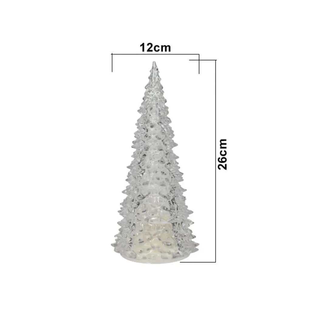 ARBOL DE NAVIDAD DE VIDRIO C/LUZ LED A PILAS REF:ES27851 12X26CM