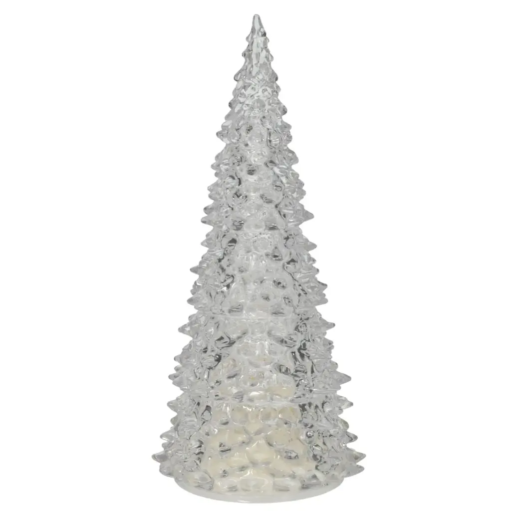 ARBOL DE NAVIDAD DE VIDRIO C/LUZ LED A PILAS REF:ES27851 12X26CM