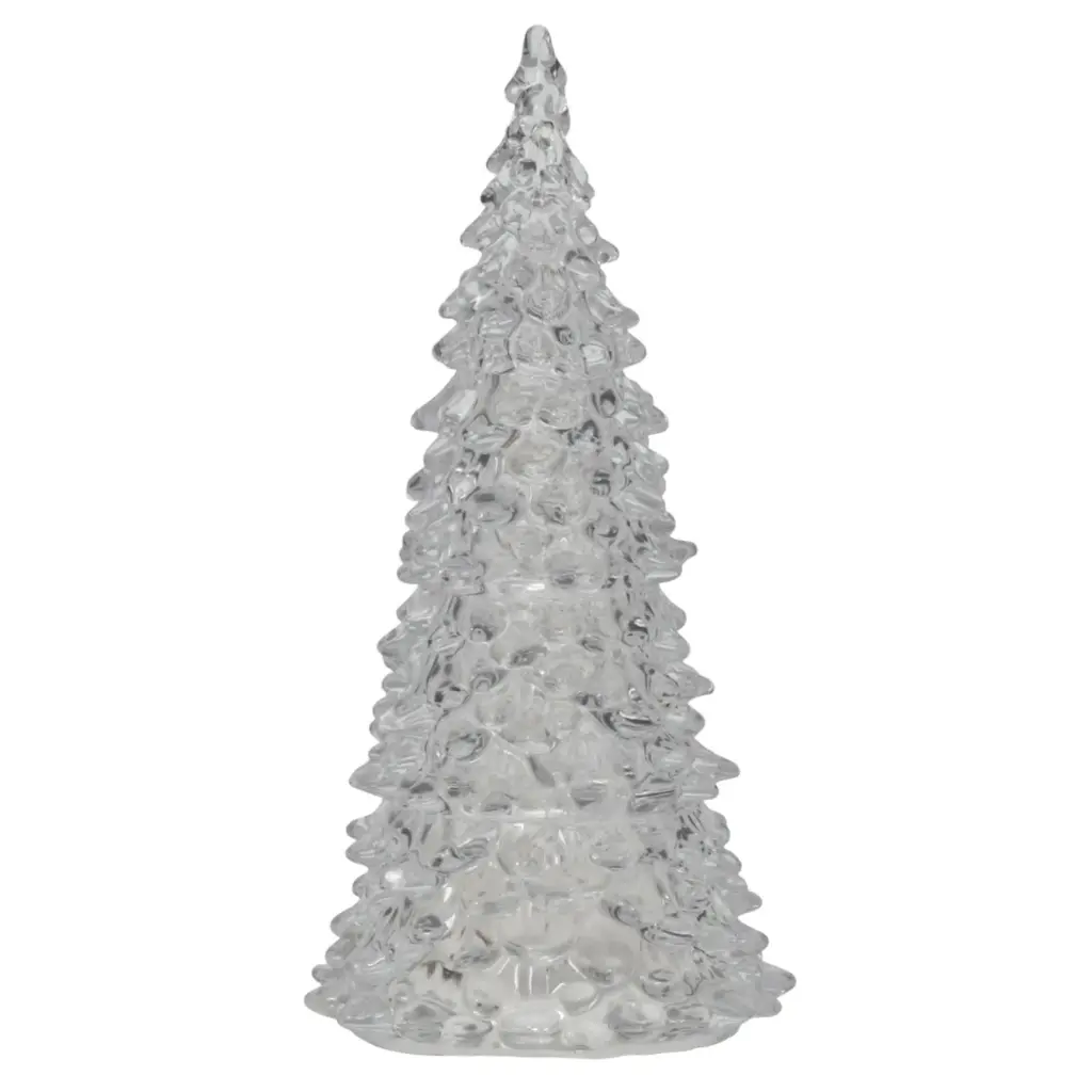 ARBOL DE NAVIDAD DE VIDRIO  C/LUZ LED A PILAS REF:ES27850 21X11CM 