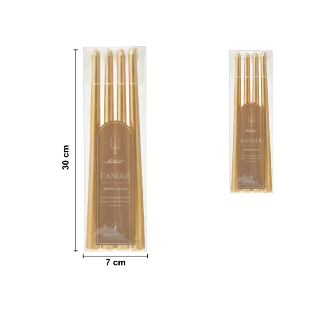 VELA DECORATIVA DORADA X4PZ REF:ES27710 30CM