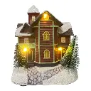 CASA NAVIDEÑA PVC CON LUZ LED A PILAS 10X8X12CM