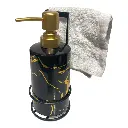 DISPENSADOR DE JABON CON BASE Y TOALLA 8X14CM