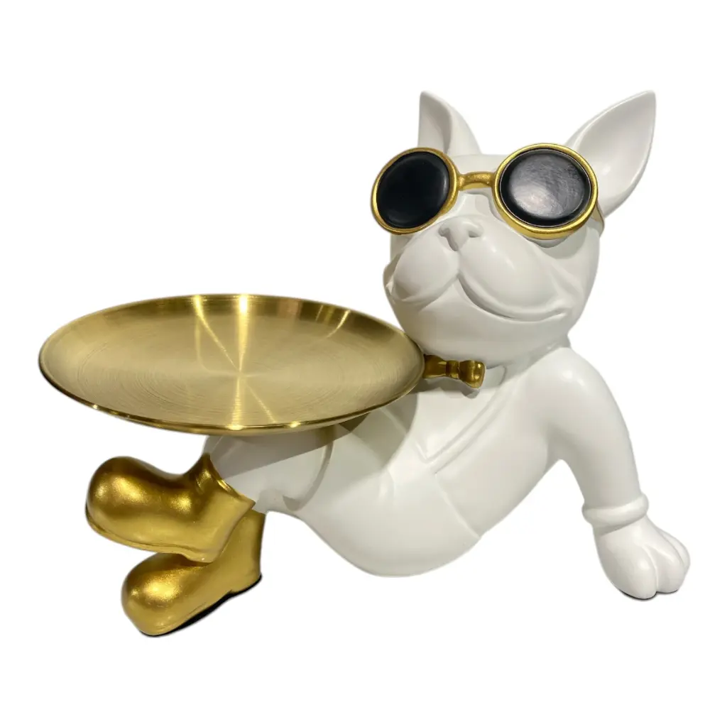 PERRO POLIRESINA CON CHAROL 30X18X24CM COLORES SURTIDOS