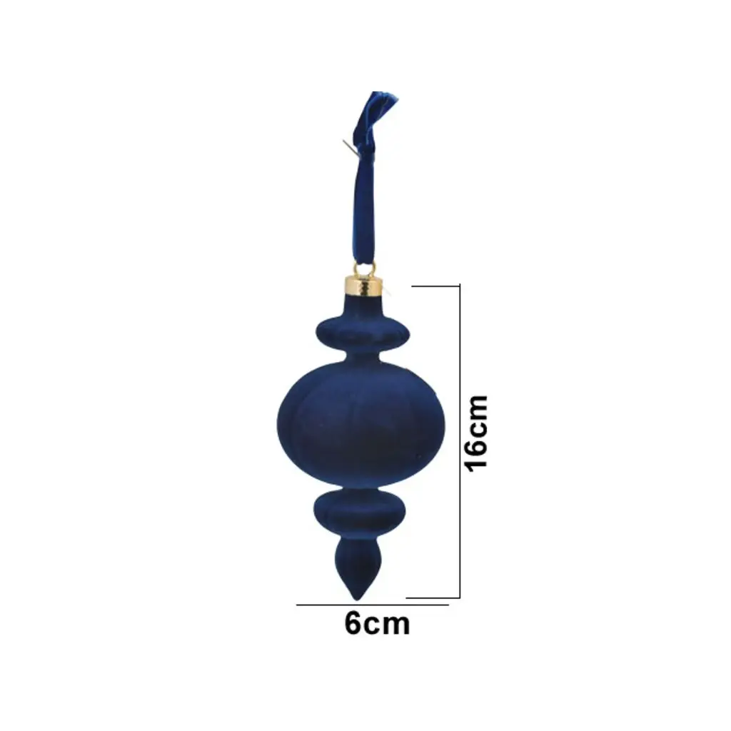 COLGANTE NAVIDEÑO AZUL TERCIOPELO REF: ES26818 6X16CM 