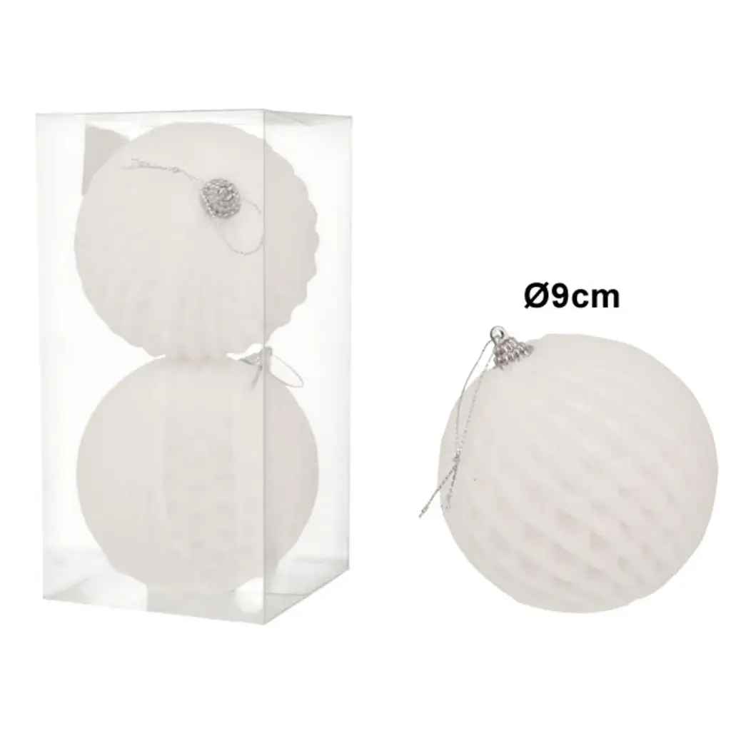 ESFERA NAVIDEÑA BLANCA SETX2PZS. REF:ES26825 9CM