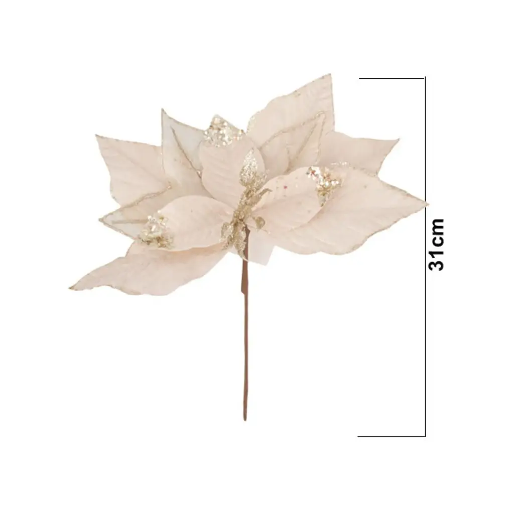 FLOR NAVIDEÑA CHAMPAGNE Ref:DS-2023584 \ DS-2023599 32CM