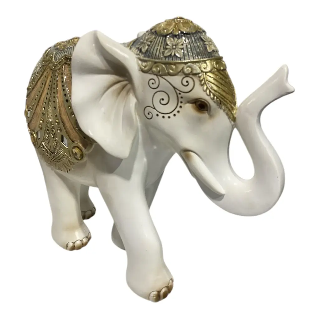ELEFANTE DECOR POLIRESINA BLANCO/CAFE 