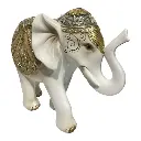 ELEFANTE DECOR POLIRESINA BLANCO/CAFE 