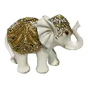 ELEFANTE POLIRESINA BLANCO/CAFE 17X7X13CM