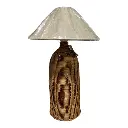 LAMPARA DE MESA TEJIDA CON MIMBRE COLOR CAFE/BEIGE 35X56CM