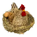GALLINA DECOR DE PAJA CON NIDO/HUEVOS 28X25X20CM