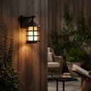 FAROL DE PARED METALICO CON VIDRIOS CLEAR Y AMBAR 1L E27 18X18X25CM