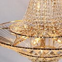 LAMPARA COLGANTE CON CADENAS Y CUERPO DE CRISTAL FORMA TRIANGULAR E14 D:69 H70CM