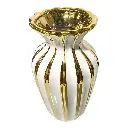 FLORERO DE PORCELANA DORADO/BLANCO 14X14X25CM