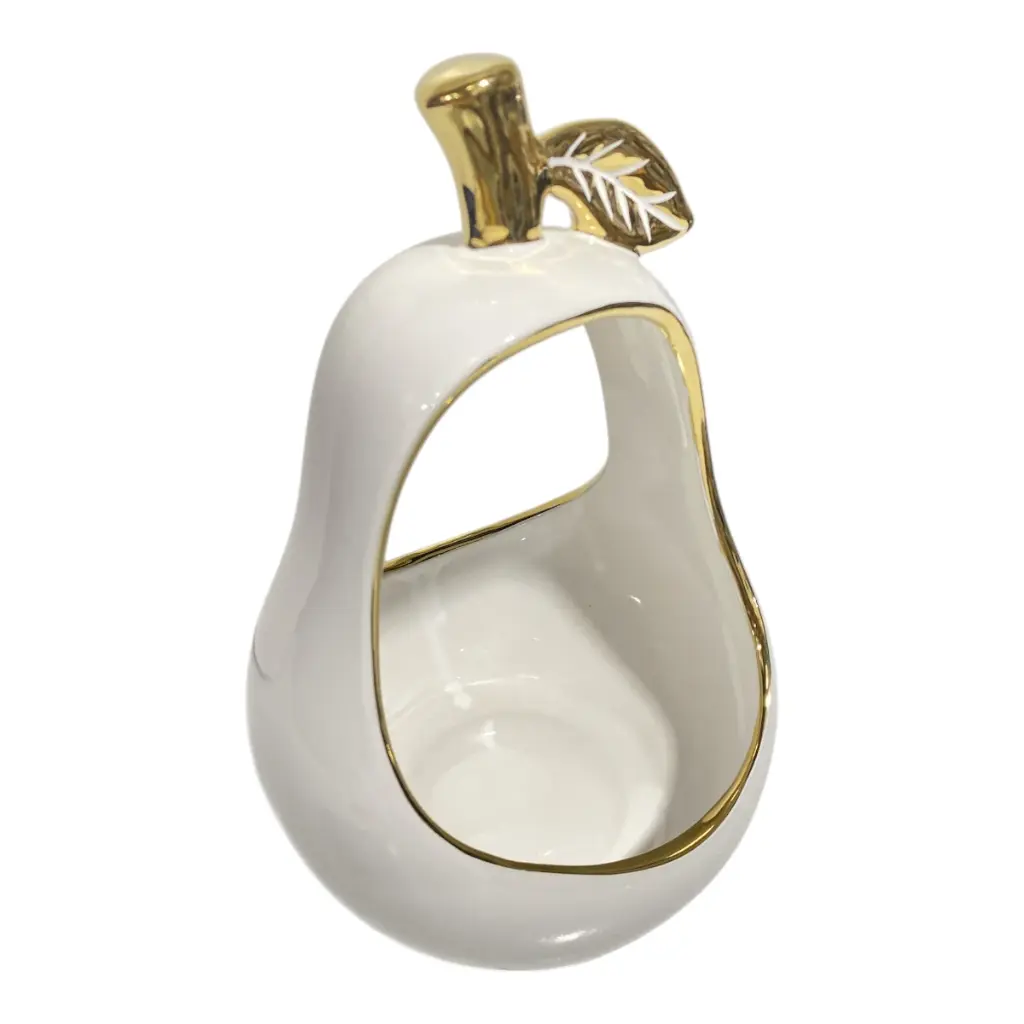 PERA DE PORCELANA BLANCA/DORADO 16X17X26CM