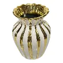 FLORERO DE PORCELANA DORADO/BLANCO 13X18CM