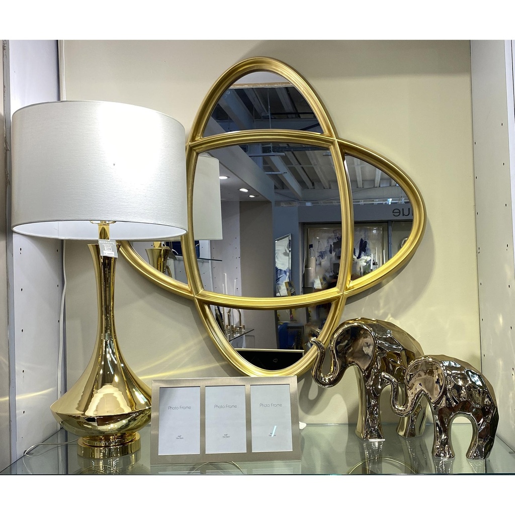 LAMPARA DE MESA METALICA DORADA 40X40X78CM