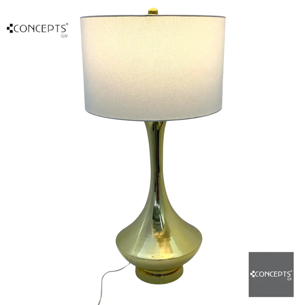 LAMPARA DE MESA METALICA DORADA 40X40X78CM