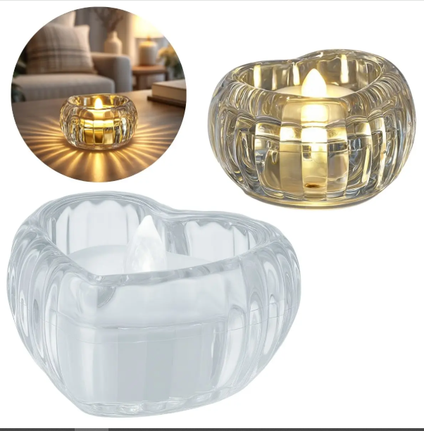 VELA CANDELABRO LED ACRILICA FORMA DE CORAZON 6X5.5X3.5CM