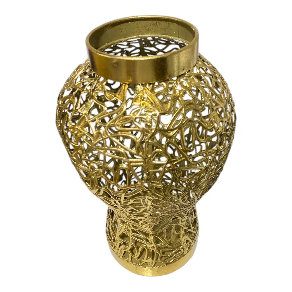 JARRON METALICO DORADO 22X22X35CM