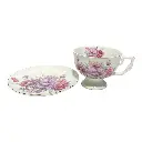 JUEGO DE TAZAS Y PLATOS ROSAS 12PCS PORCELANA