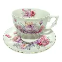 JUEGO DE TAZAS Y PLATOS ROSAS 12PCS PORCELANA