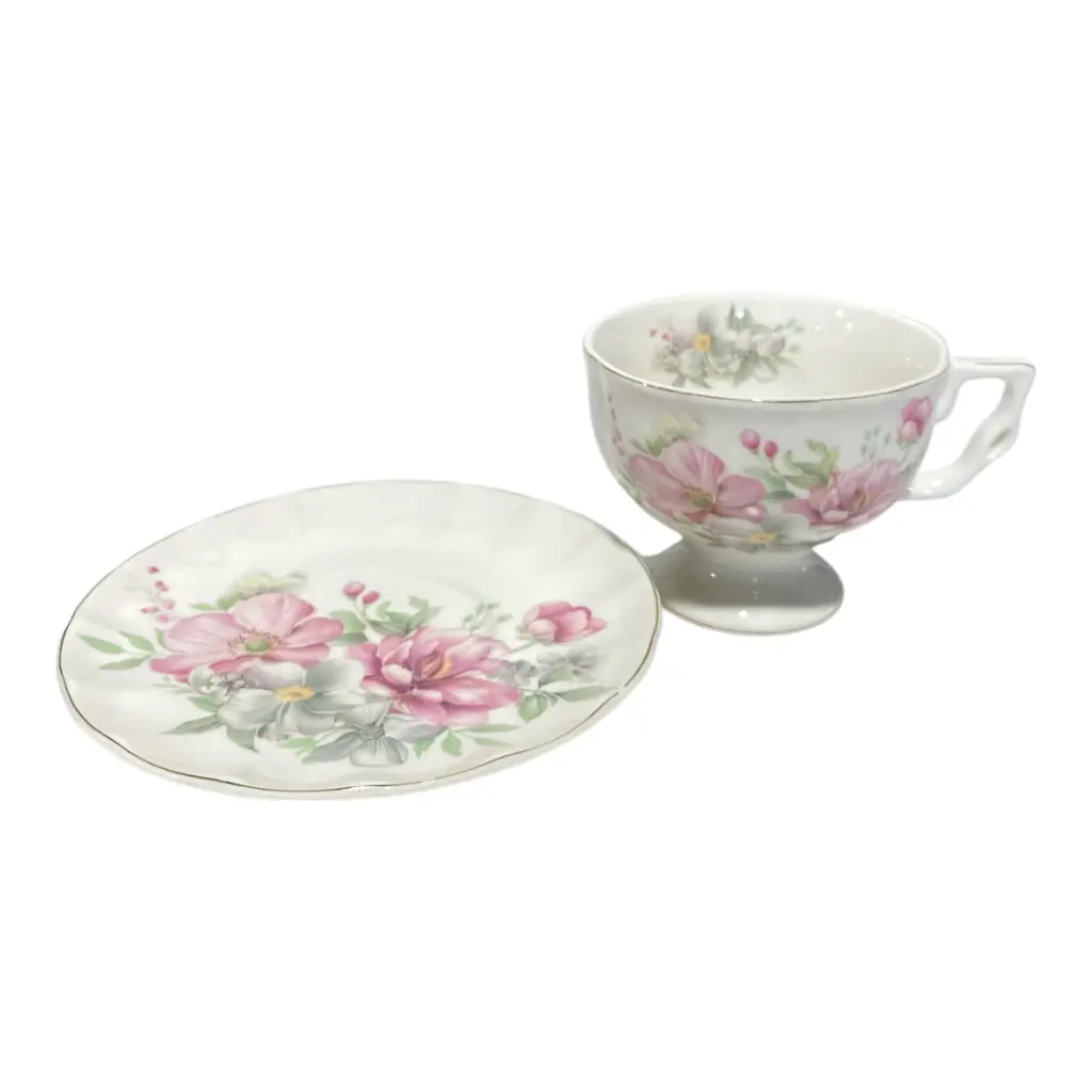 JUEGO DE TAZAS Y PLATOS ROSAS 12PCS PORCELANA 