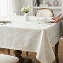 MANTEL NAVIDEÑO BEIGE CON PONSETIAS DORADAS 150X220CM 