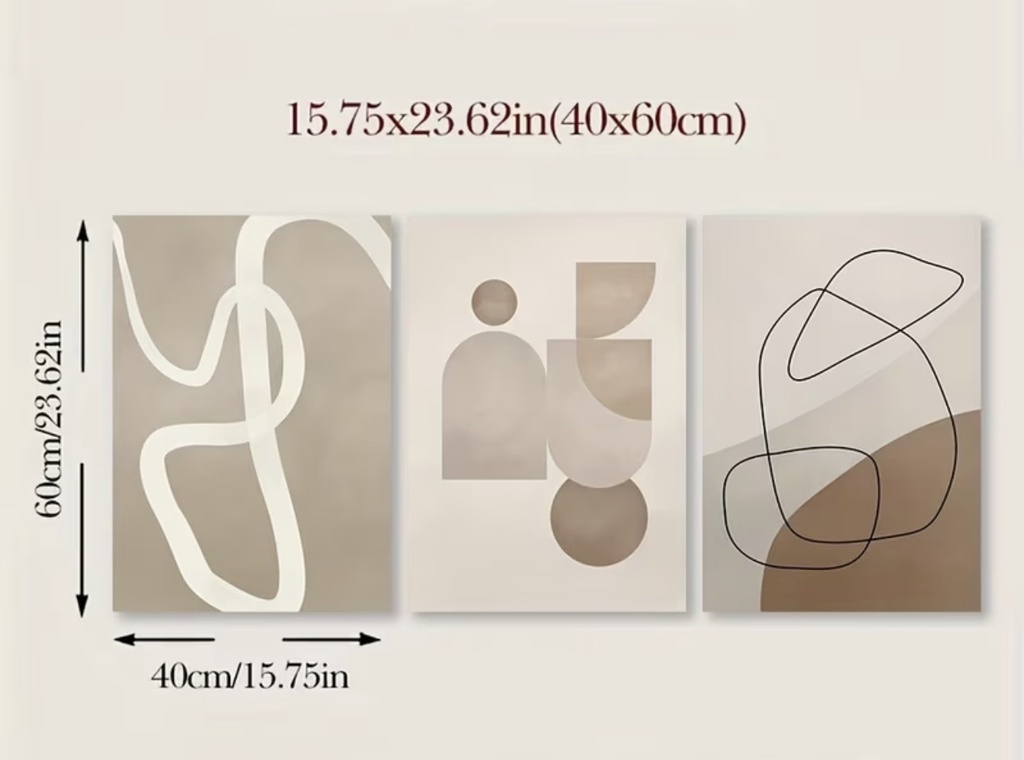 CUADRO TRIPTICO MINIMALISTA RETRO 120X60CM 