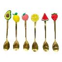 SET DE 6 CUCHARITAS DORADAS/FRUTAS 