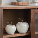 MANZANA DECOR DE PORCELANA BLANCA PERLADA  9X9X11CM