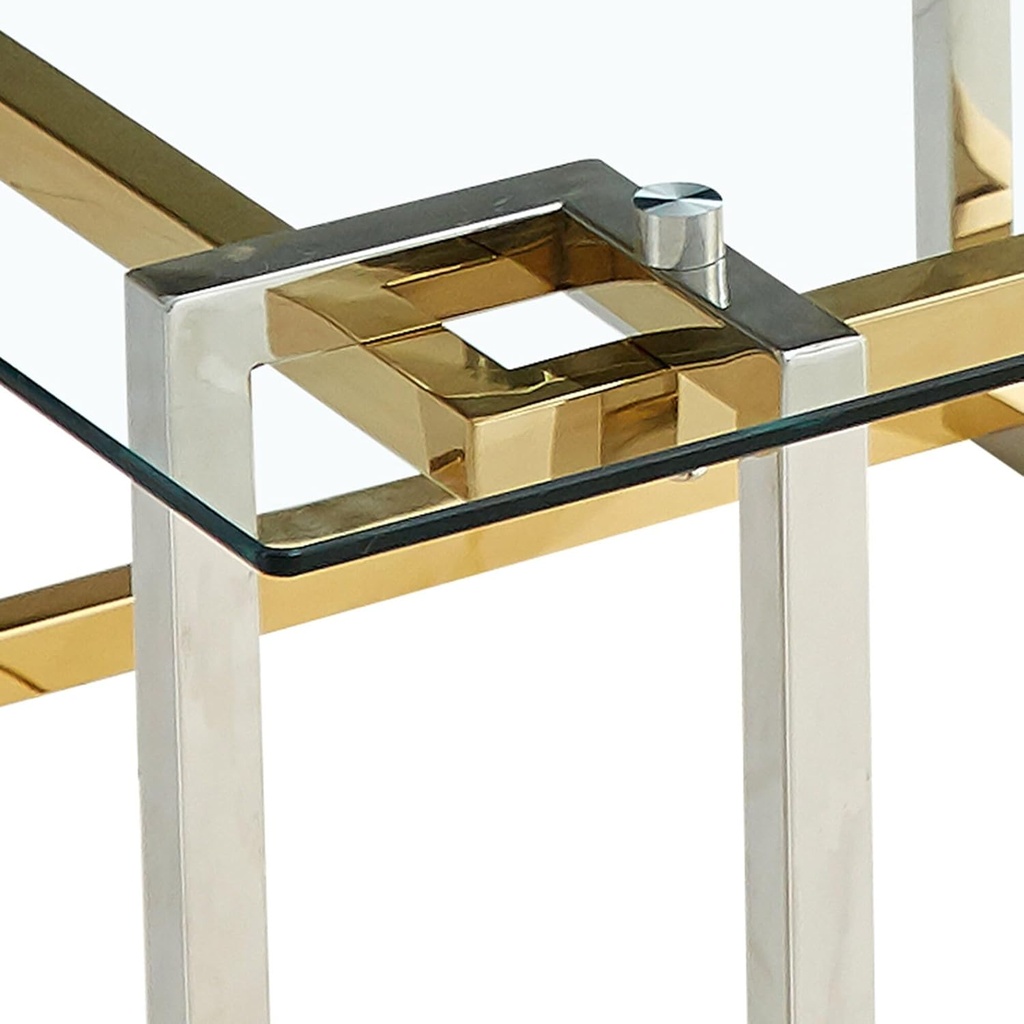 MESA DE VIDRIO TEMPLADO Y HIERRO CROMADO 120X60X45CM