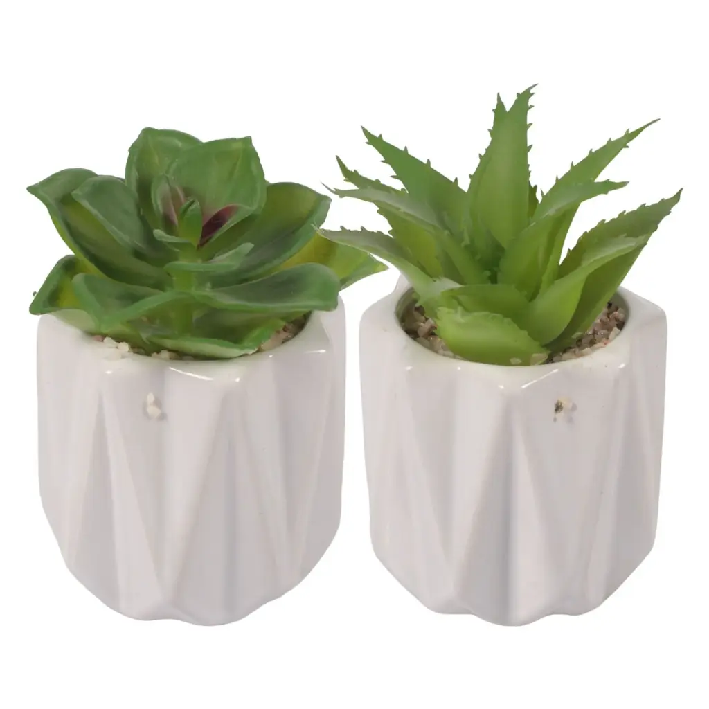 SUCULENTA ARTF. EN MACETA CERAMICA REF:ES22771 8X13CM 