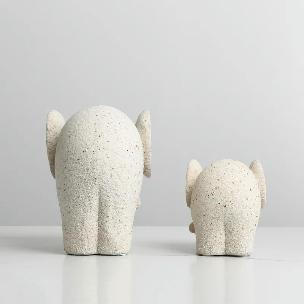 ELEFANTES POLIRESINA BLANCO CON TEXTURA 20X14X18CM Y 15X11X12CM