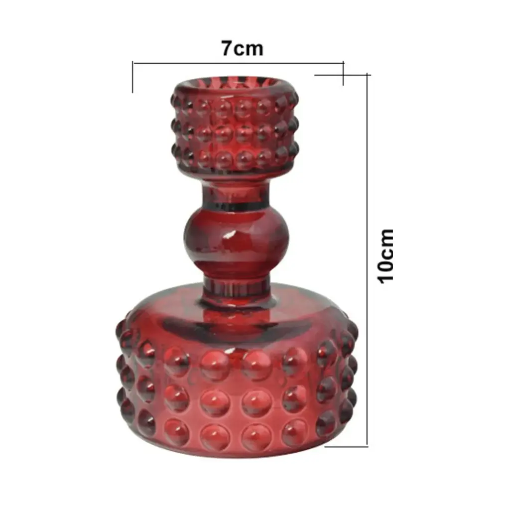 CANDELABRO DE VIDRIO ROJO REF:HM1187 7X10CM