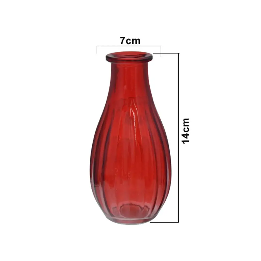 FLORERO DE VIDRIO ROJO MODA REF:MASCUBE-22 15X25CM