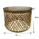 SET DE 3 MESAS METALICAS TEJIDAS DE FIBRA NATURAL Y BASE MADERA REF:PT151-028 41X28CM, 55X33CM, 70X38CM