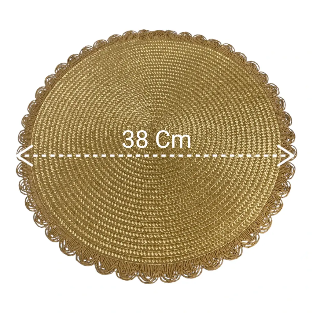 TAPETE REDONDO CAQUI TEJIDO RUSTICO 38CM