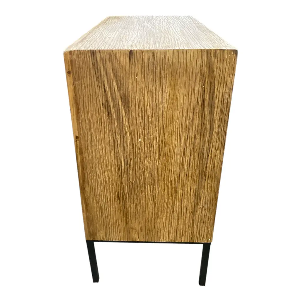 MUEBLE DE MADERA ESTANTE CONSOLA, PATAS Y BASE METALICAS 80X81X40CM