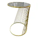 MESA METALICA DORADA BASE DE ESPEJO NEGRO SETX2 PZS. 38X56CM, 33X51CM