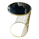 MESA METALICA DORADA BASE DE ESPEJO NEGRO SETX2 PZS. 38X56CM, 33X51CM