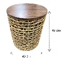 SET DE 3 CANASTAS TIPO MESA CON TAPA MADERA Y ESTRUCTURA DE HIERRO, TEJIDO NATURAL. REF:PT151-029 30X39CM, 35X44CM, 40X48CM 