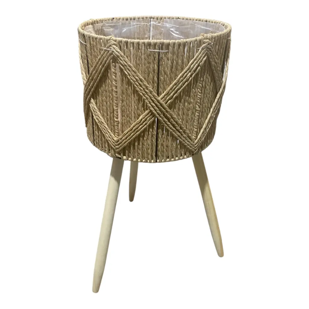 MACETEROS TEJIDO NATURAL MADERA/HIERRO SETX3. 29X57, 26X45, 22X35CM