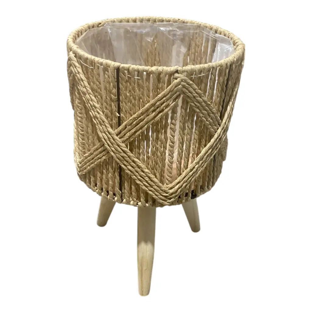 MACETEROS TEJIDO NATURAL MADERA/HIERRO SETX3. 29X57, 26X45, 22X35CM