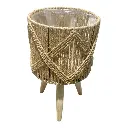 MACETEROS TEJIDO NATURAL MADERA/HIERRO SETX3. 29X57, 26X45, 22X35CM